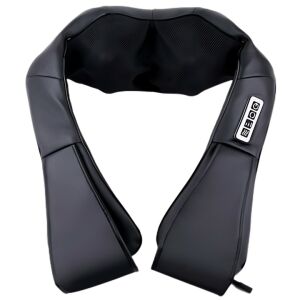 S DEPOT® Nyak és váll Shiatsu Massager mozgatható görgős masszírozó autós adapter kábellel fekete
