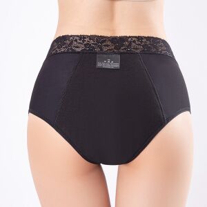 Menstruationshöschen mit floraler Spitze – XL, Schwarz