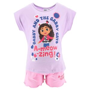 Netflix Gabby's Dollhouse 2-dijelni ljetni set za djevojčice, ljubičasta majica i ružičaste kratke hlače - Moda i odjeća