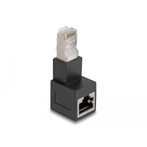 Delock RJ45 apa - RJ45 anya adapter Cat.6A 90 fokos szögben lefelé hajlítva (87862)