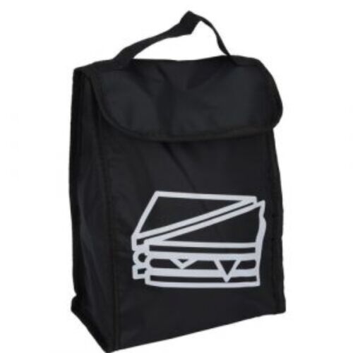 Fekete 4L-es hőszigetelt uzsonnás táska szendvics grafikával