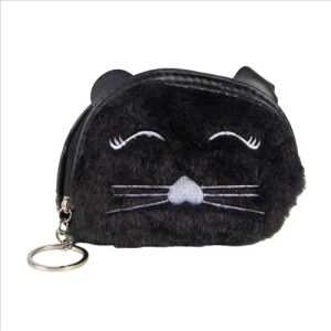 Clayre-Eef Cicás pénztárca fekete, 12x2x9cm, műanyag