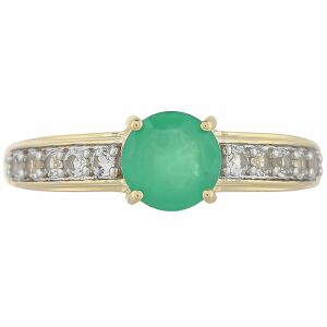 9 Karátos Arany Gyűrű Brazil Smaragddal és Fehér Topázzal, PCY11158/57 130190936 - Női kiegészítő