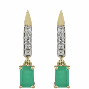 9 Karátos Arany Fülbevaló Brazil Smaragddal és Fehér Topázzal, PCY11155 130191007 - Női kiegészítő