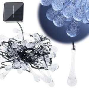 Napelemes csepp alakú kerti lámpák 6,5 m 30 LED hideg fehér