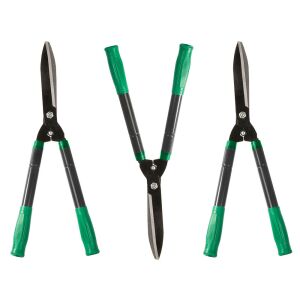 Teleskopické záhradné nožnice na strihanie kríkov a živých plotov, so zelenými rukoväťami a čiernymi čepeľami - Nožnice na živý plot