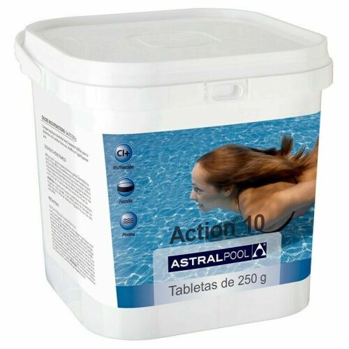 Astralpool Action 10 Többfunkciós Medence Tabletta, 1kg, 250g Tabletta, Klór, Algaölő, Baktériumölő, pH Csökkentő