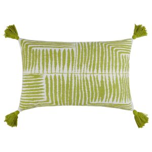 GAIA zöld díszpárna bojtokkal, 40x60 cm - Díszpárna
