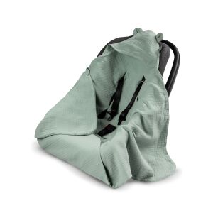 Hordozóba Köthető, Kapucnis Macifüles Babatakaró, duplagéz/muszlin Zsálya 130204405 - Gyerekülés & Tartozék