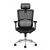 Elölnézet az ergonomikus fekete hálós irodai szék deréktámasszal