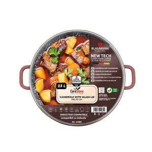 Blaumann BL-4086 23L Cerastone Casserole üvegfedővel, 44cm, raguval töltve - Blaumann