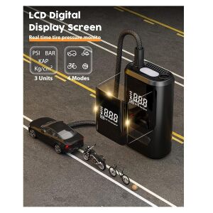 ATJ Hordozható Légkompresszor Autó, Motorkerékpár és Kerékpár Gumiabroncsokhoz - Elektromos pumpa