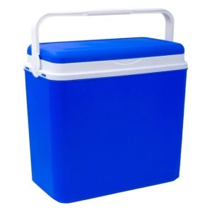 Modrá prenosná chladiaca schránka s bielym držadlom, kapacita 10L, ideálna na kempovanie alebo pláž - Chladiace tašky, chladiace vložky