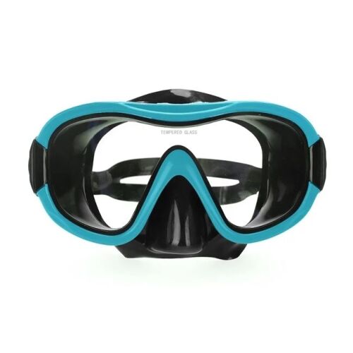 Maska do pływania dla dzieci powyżej 12 lat i dorosłych, wykonana z silikonu, 20x8x17,5 cm, czarno-turkusowa 136038127