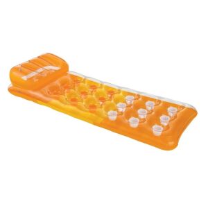 Intex dmuchany materac do pływania z wbudowanym zagłówkiem i uchwytami na napoje, pomarańczowy - Materac plażowy, krzesło plażowe