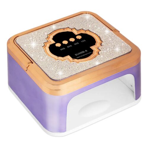 SUN AB-8 288W UV/LED műköröm lámpa, arany és lila design, professzionális körömszárító