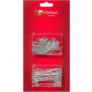 Cârlige Crăciun, Set 150 Bucăți, Argintiu, Metal 130248557 - Decorațiuni pentru pomul de Crăciun