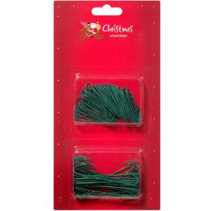 Cârlige Ornamente Crăciun, Set 150 Bucăți, Metal, Verde, 2 Mărimi 130248633 - Decorațiuni pentru pomul de Crăciun