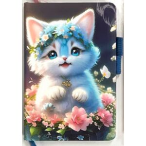 Keményfedeles vonalas notesz - cuki cica, teljes alakos