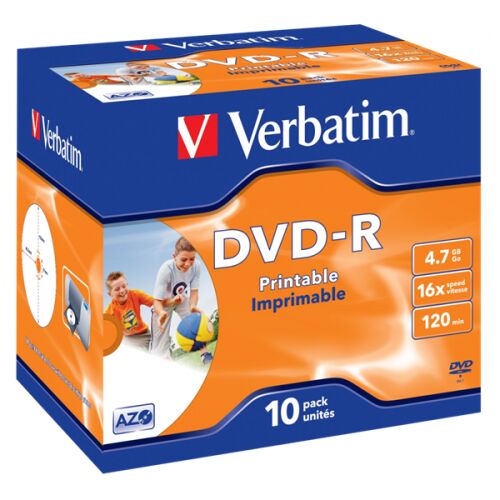 Verbatim DVD-R Lemez - 10 db, 4.7GB, 16x, Nyomtatható 135523836