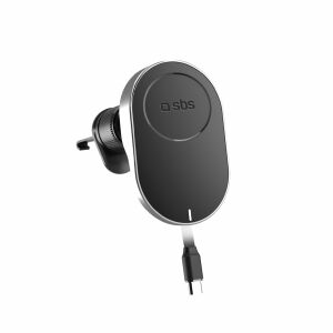 SBS TESUPP15WRETRACABL vezeték nélküli töltő okostelefon-tartó visszahúzható kábellel, MagSafe-fel kompatibilis - fekete