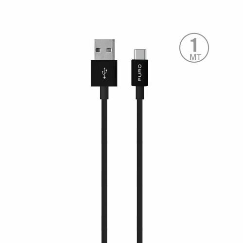 Puro White USB-A - USB-C kábel, 1 méter hosszú, fekete 