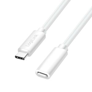 Logilink USB 2.0 Type-C kábel, C/M-USB-C/F, PD, fehér, 1 m