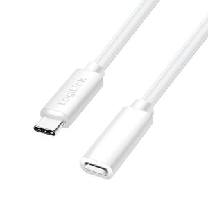 Logilink USB 2.0 Type-C kábel, C/M-USB-C/F, PD, fehér, 2 m 130278155 - Logilink