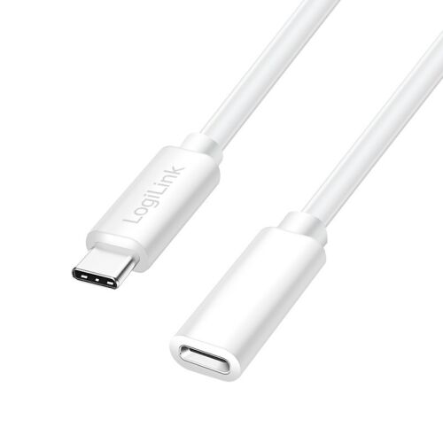 Logilink USB 2.0 Type-C kábel, C/M-USB-C/F, PD, fehér, 3 m 130278158