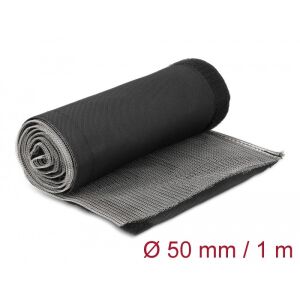 Delock Hőellenálló EMI Shielding fonott borítás tépőzáras rögzítővel, 1 m x 50 mm méretű, fekete 130278396 - Kábelharisnya