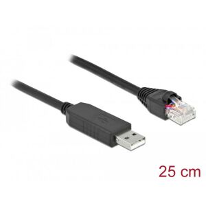 Delock Soros kapcsolati kábel FTDI chipszettel, USB 2.0 A-típusú apa - RS-232 RJ45 apa, 25 cm hosszú 130278604 - Adatkábel