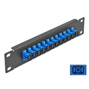 Delock 10 üvegszálas patch panel 12 portos SC Simplex kék 1U fekete 130278944 - Patch panel