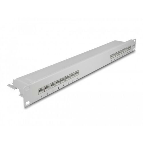 Delock 19 hüvelykes 16 portos Cat.6A patch panel, szürke - Patch panel
