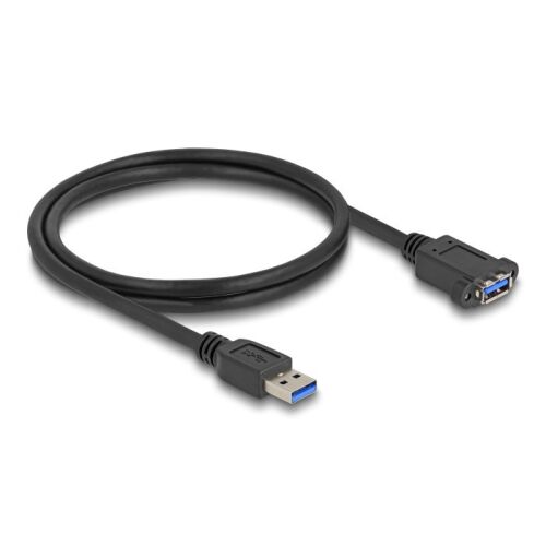 Delock USB 5 Gbps kábel, A-típusú USB dugó A-típusú USB aljzathoz telepítéshez, 1 m, fekete - Adatkábel