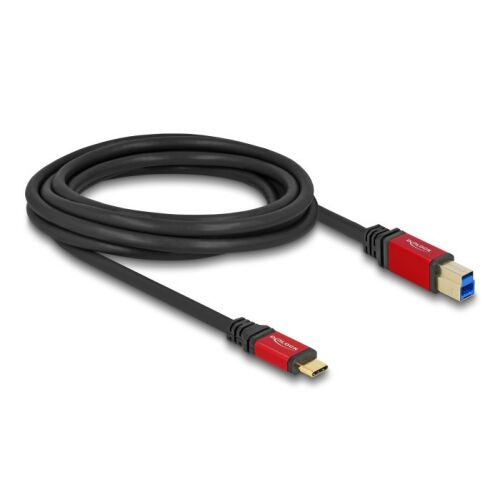 Delock USB Type-C - USB B kábel, 3 méter, piros, 5 Gbps adatátvitel - Adatkábel