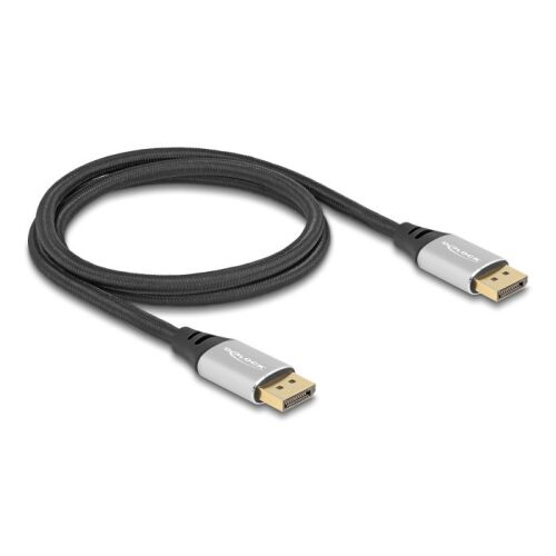 Delock DisplayPort kábel, 16K 60Hz, 1 méter, ezüst fém - DisplayPort