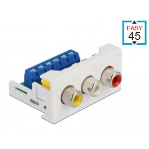 Delock Easy 45 modul, 3 x RCA anya csatlakozó, 22,5 x 45 mm 130279502 - Keystone modul kiegészítő