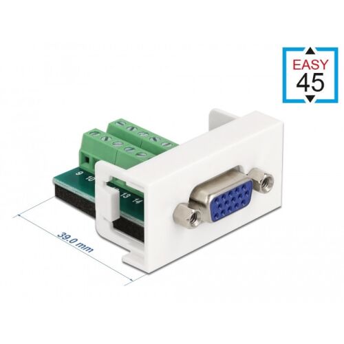 Delock Easy 45 modul VGA aljzat 16 tűs csatlakozóblokkba 22,5 x 45 mm-es