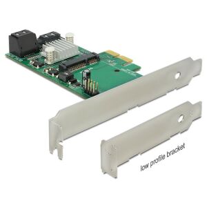 Delock PCI Express-kártya &gt; Hibrid 3 x belső SATA 6 Gb/s + 1 x belső mSATA 130280067 - PCI hálózati kártya