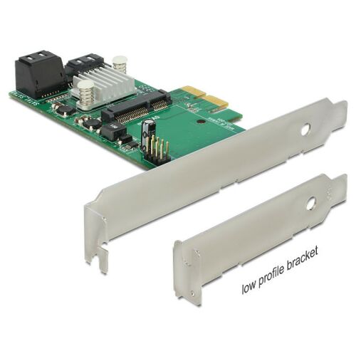 Delock PCI Express-kártya &gt; Hibrid 3 x belső SATA 6 Gb/s + 1 x belső mSATA 130280067