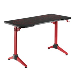 Logilink Gaming Desk, 120x60 cm, fekete edzett üveg asztallap piros RGB világítással, piros asztalkeret - Logilink