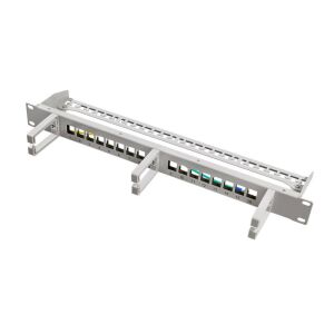 Logilink 19" Keystone Panel 16 portos, árnyékolt, 3 kábelkezelő gyűrűvel 130280418 - Patch panel