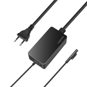 Захранване 220V LOGILINK, за Microsoft Surface, съвместимо с Pro и Laptop/Go/Book, 65W, USB 5V/4A, 1.5m, черно 130280464 - Logilink