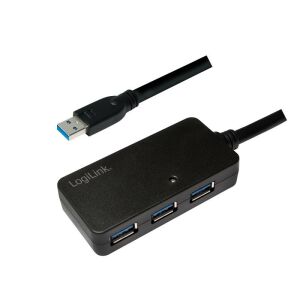 Logilink USB 3.0 aktív átjátszó kábel 4-port elosztóval, 10m 130280525 - Logilink