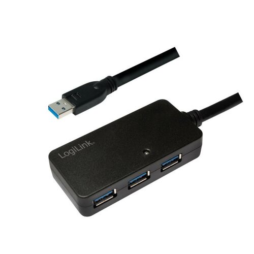 Logilink USB 3.0 aktív átjátszó kábel 4-port elosztóval, 10m 130280525