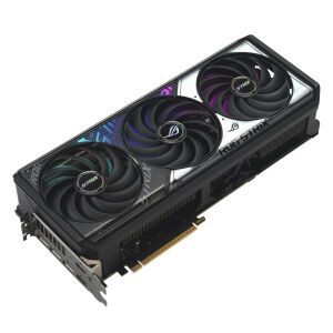 Kutni pogled na grafičku karticu ASUS ROG Strix RTX 5070 Ti OC Edition - Komponenta za računalo