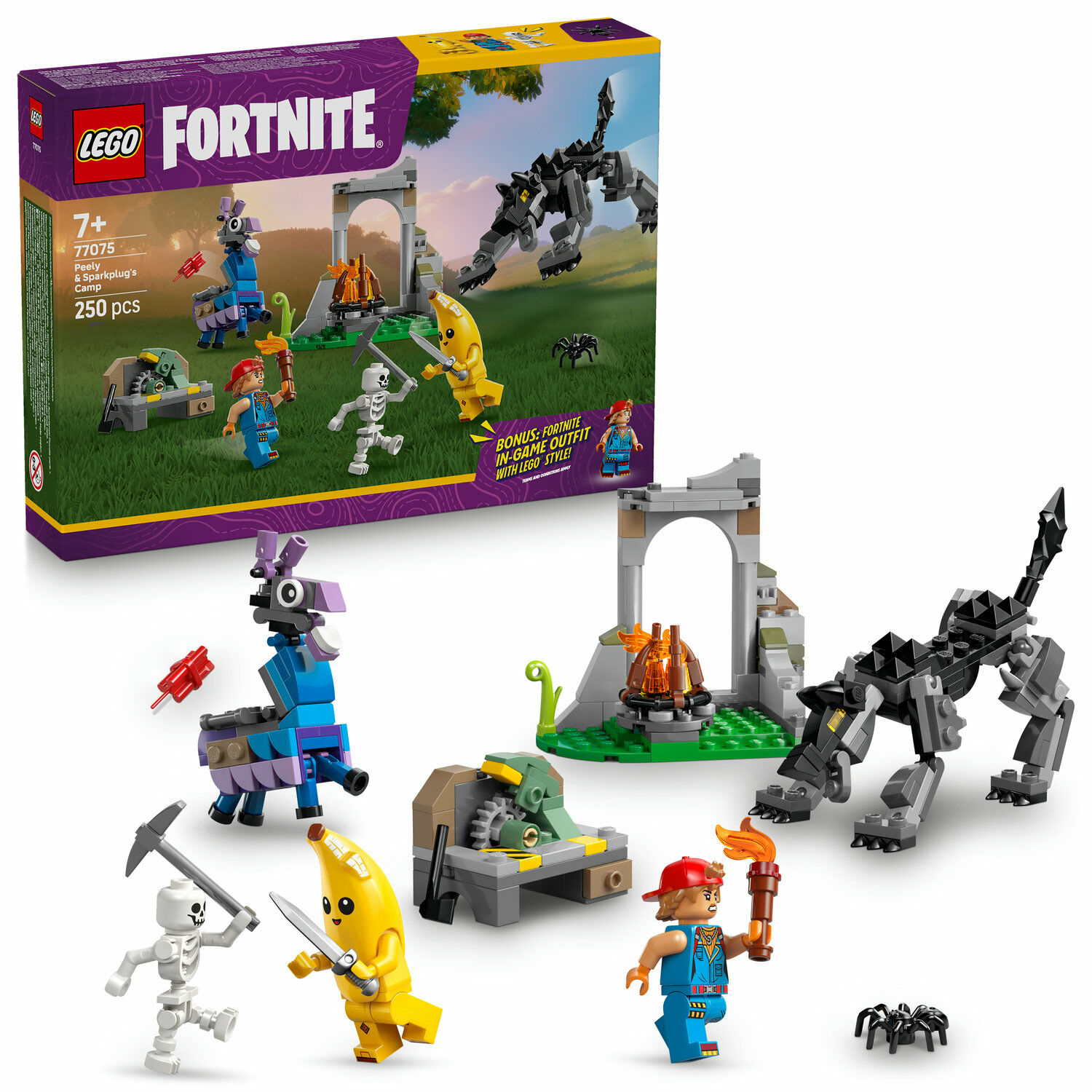 E-shop LEGO® Fortnite® Peely a Sparkplug a ich táborisko 77075