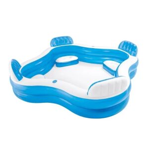 Rodinný bazén Intex so zabudovanými sedadlami, nafukovací bazén, objem 262L, rozmer 2.29x2.29x0.66m, modrý - Welora