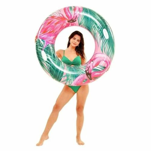 Flamingó felfújható felfújható hinta, Flamingó, 115cm, zöld-rózsa