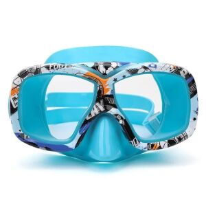 Úszómaszk 6 és 12 év közötti gyerekeknek, futball modell, világoskék színben 130310582 - Búvárszemüveg